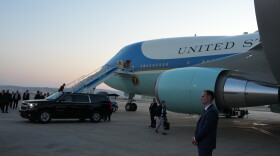 Airforce One sits on the tarmac before U.S. President Donald Trump departs following the NATO summit at Ankara International Airport in Ankara, Turkey, Wednesday, July 8, 2026.