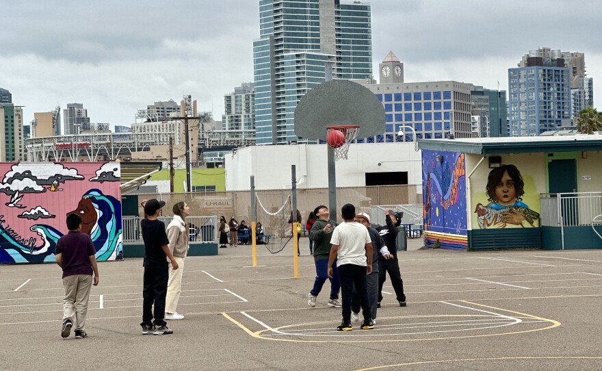 Students on the playground at Perkins K-8 School in Barrio Logan, San Diego, Calif., June 14, 2023.