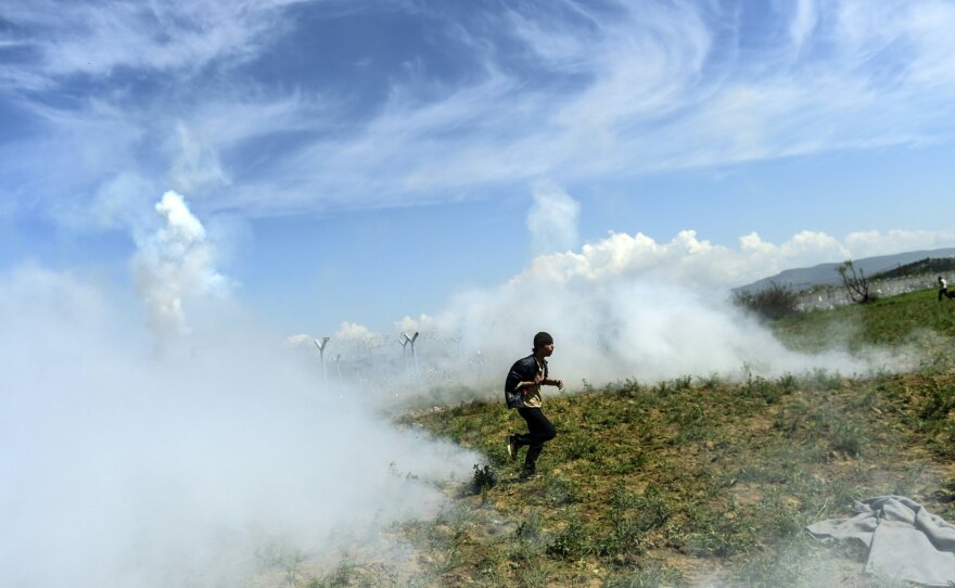 On Sunday, refugees and migrants attempted to storm the border fence between Greece and Macedonia. They were met with tear gas, stun grenades, rubber bullets and water cannons.