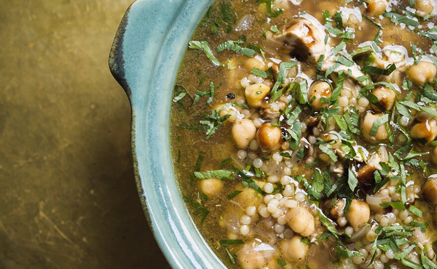 Pearl Couscous with Chicken and Chickpeas