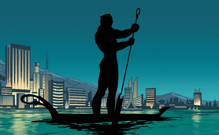 The Black Panther takes a water break in this illustration from his comic book.