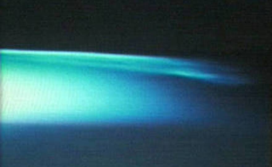 Noctilucent clouds as viewed from the International Space Station in 2003.