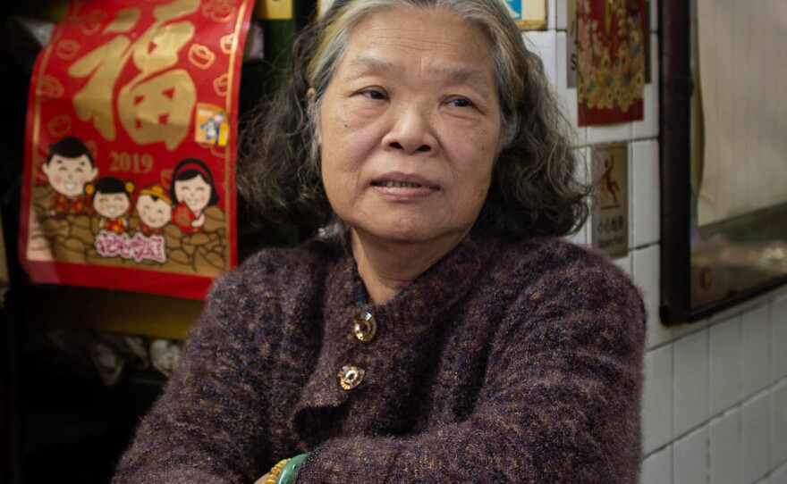 Mrs. Cheung runs a tea shop in a bustling part of the Mong Kok neighborhood. Business has been down since the outbreak began.
