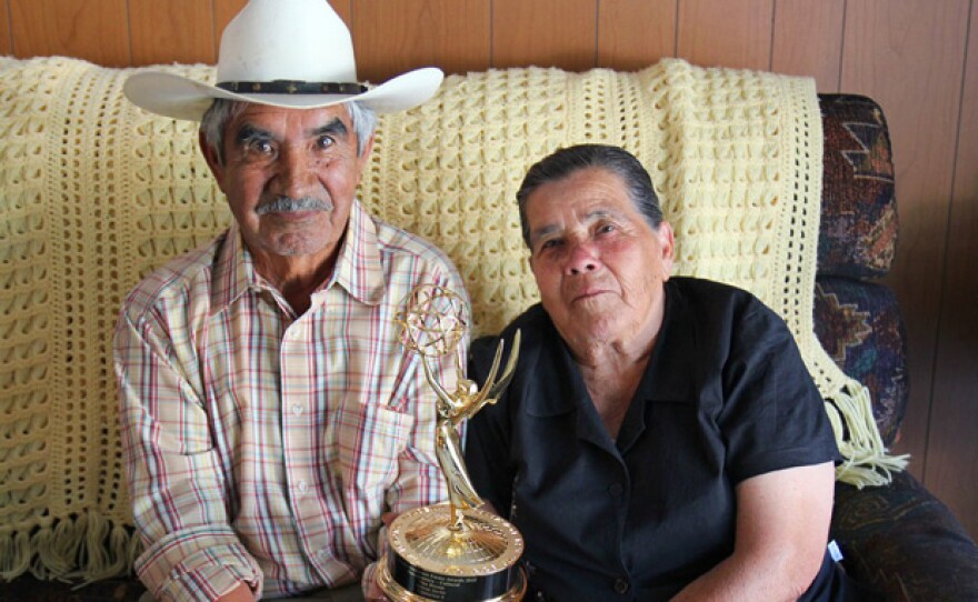 Ramon and Aurora and the Emmy Award for their documentary, "Visa Dream."