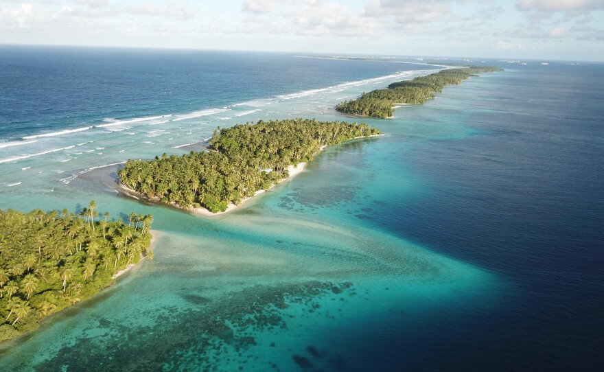 Two people arriving from the U.S. tested positive for the coronavirus in the Marshall Islands, shown here in 2017.