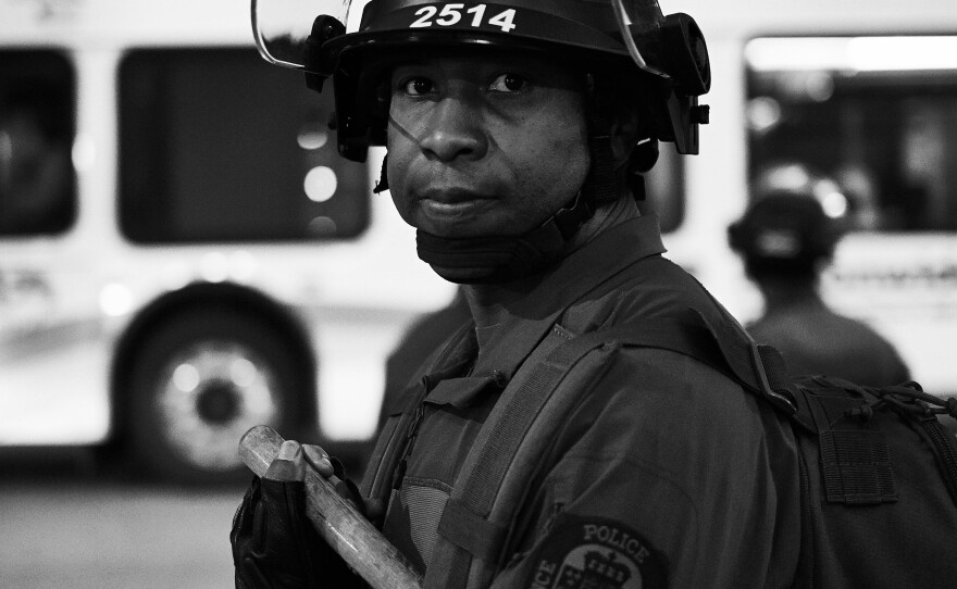 A Freddie Gray protest in downtown Baltimore, Md., in 2015.
