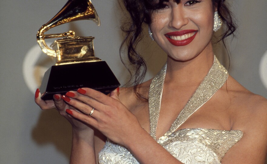 Selena receives a Grammy Award on March 1, 1994.