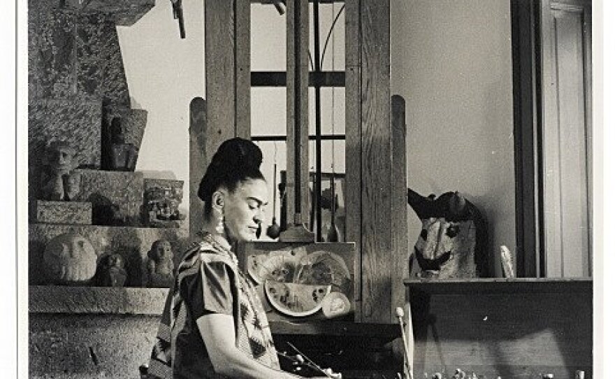 Frida Kahlo in an art studio.