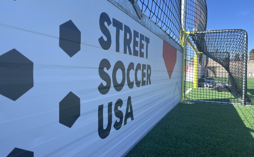 The walls of the turf field