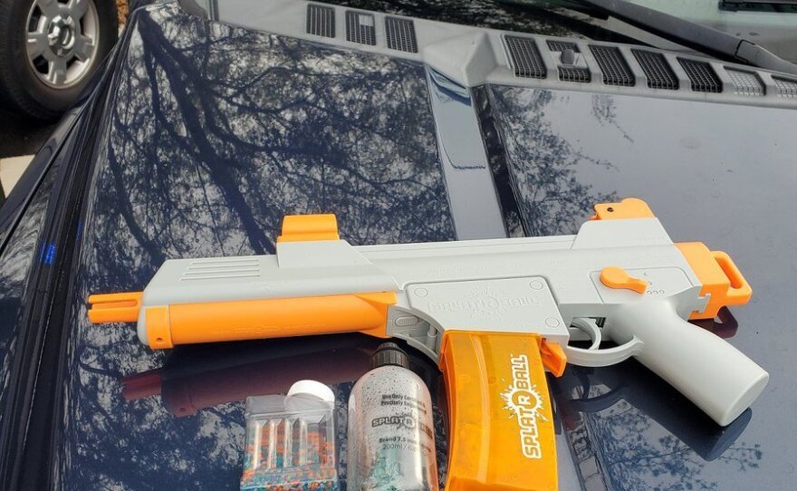 The Sheriff of Volusia County, Fla., shared an image of a toy gel blaster gun collected from a 19-year-old who shot an Amazon driver in Deltona with Orbeez balls.