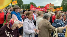 Residents of Pereslavl-Zalessky gathered for a protest against planned garbage dumps earlier this month. As Russian President Vladimir Putin approaches his 20th year in power, anger over bread-and-butter issues is sparking protests.