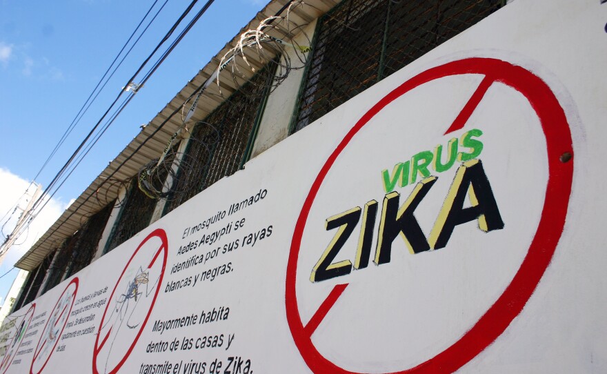 A mural in the Puerta de Tierra section of San Juan warns about Zika.