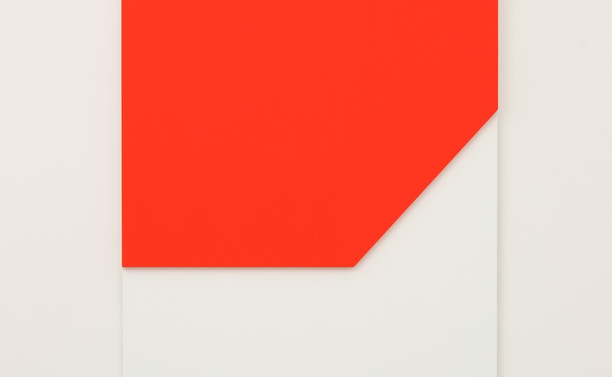 Ellsworth Kelly, Red Relief, 2009. Oil on canvas, two joined panels, 80 x 62 1/2 x 2 5/8 inches. Private collection.