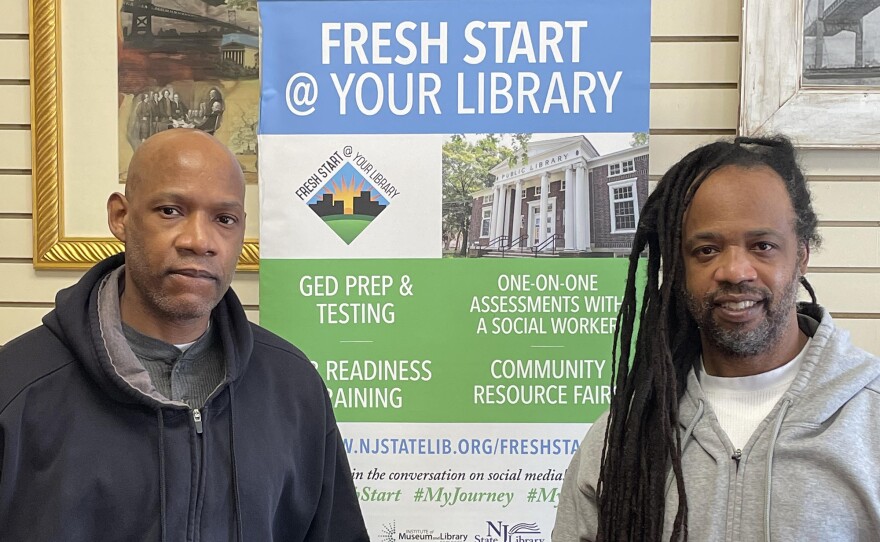 Brothers Dennis (left) and Lee Horton were recently released from prison. The New Jersey Public Library's Fresh Start program has helped them navigate daily life and learn new technology that didn't exist in 1993.