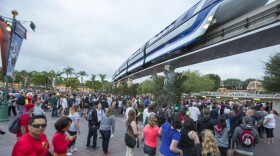 In this photo provided by Disneyland, thousands gathered outside the Disneyland Resort on May 23, 2014 in Anaheim.