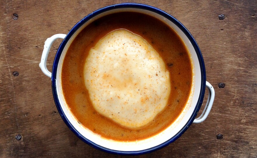 Who needs a spoon when you can take a pinch of fufu — that's what they call the carb ball in Ghana — and sop up a bit of ground nut soup?