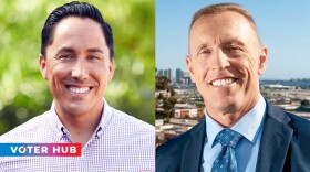 Candidates for San Diego Mayor Todd Gloria (left) and Larry Turner (right) are shown in side-by-side campaign photos.
