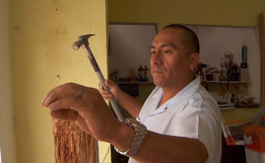 Abraham Cruzvillegas at his studio in Mexico City, Mexico.