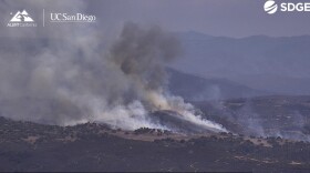 The Rancho Fire burns near Ramona in North County on Oct. 9, 2025. 