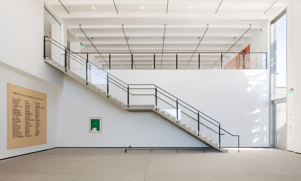 John Baldessari's 1966-1968 work, "Terms Most Useful in Describing Creative Works of Art," is on view near Marisol's 1967 "Paris Review" in the reopened Museum of Contemporary Art San Diego in La Jolla.