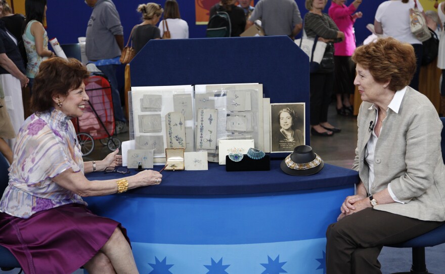 Joyce Jonas (left) appraises a collection of Izabel Coles jewelry &amp; drawings in San Jose, Calif. ANTIQUES ROADSHOW “Vintage San Jose, Hour 2” airs Monday, September 22 at 8/7C PM on PBS. 