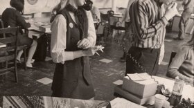 Workers prepare for the first Earth Day at the headquarters of the Environmental Action Coalition in a New York Theological Seminary building (1970).