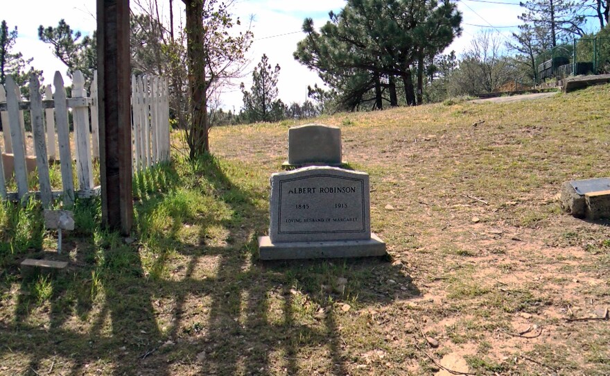 Albert Robinson's tombstone in Julian's Pioneer Cemetary, Feb. 10, 2023