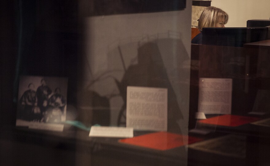 Keener sits at her desk in the back corner of the Storey County Museum in Virginia City. After filing a sexual harassment complaint against Antinoro, Keener was removed from her position as the sheriff's chief deputy.