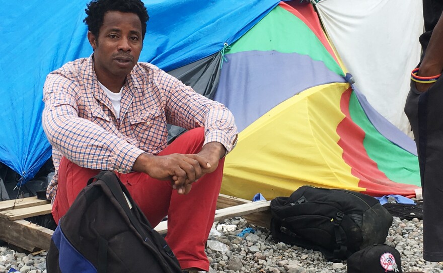 Ezimwa Chimezie emigrated from Nigeria and has reached Costa Rica in the hopes of making it into the U.S. He is staying at a makeshift camp for migrants on the Costa Rica-Panama border.