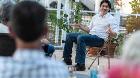 Eric Jones, a Democratic entrepreneur and former venture capitalist, speaks at a meet-and-greet in Napa on Sept. 23, 2026. Jones is running against U.S. Rep. Mike Thompson to represent the 4th congressional district.