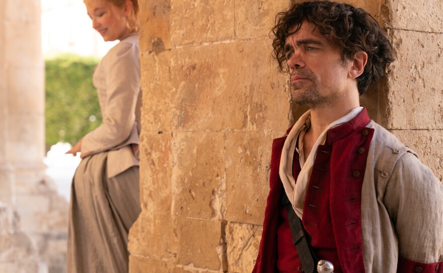 Haley Bennett stars as Roxanne and Peter Dinklage as Cyrano in Joe Wright’s "Cyrano."