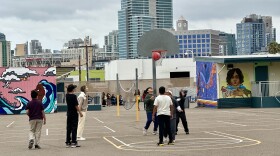 Students on the playground at Perkins K-8 School in Barrio Logan, San Diego, Calif., June 14, 2023.