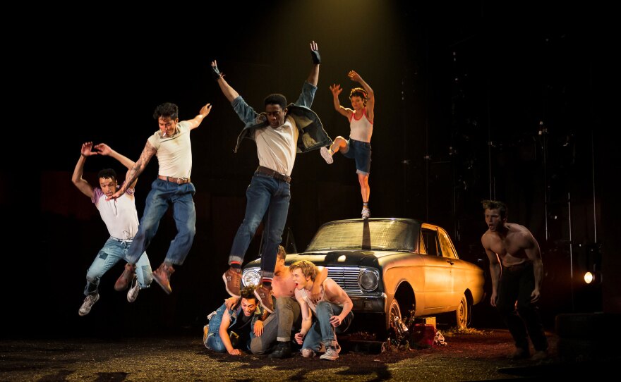 The cast of "The Outsiders" is shown in a Feb. 19, 2023 production photo at La Jolla Playhouse.