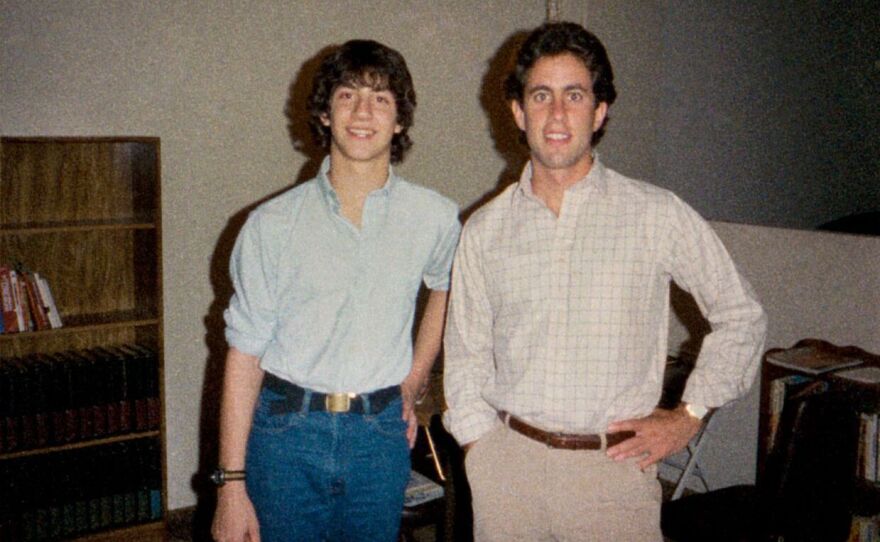 Judd Apatow (left) interviewed Jerry Seinfeld in 1983. The interview took place at Seinfeld's West Hollywood apartment ("Note the lack of decor," says Apatow.)