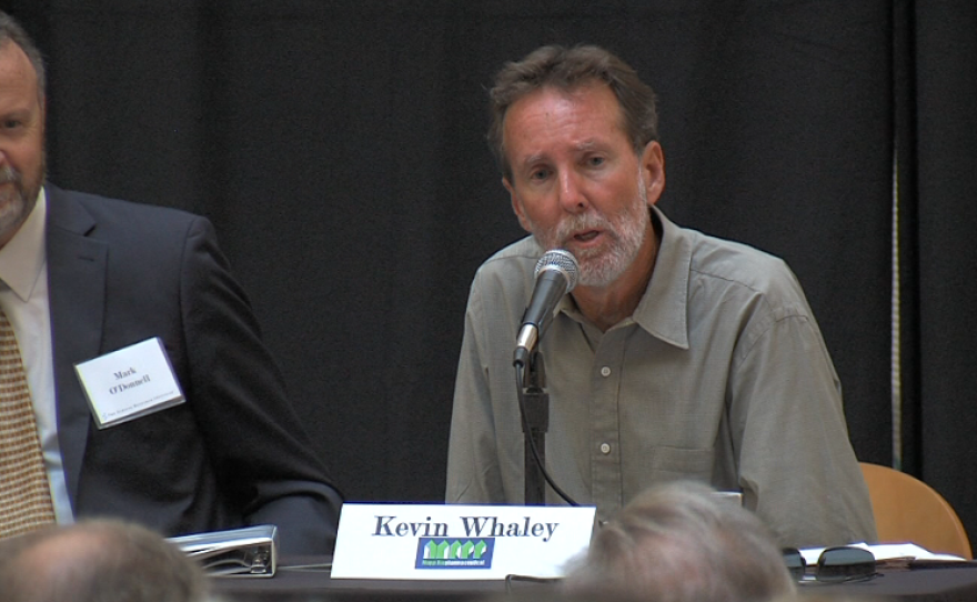 Mapp Biopharmaceutical CEO Kevin Whaley addresses media and the public at a Scripps Research Institute event.