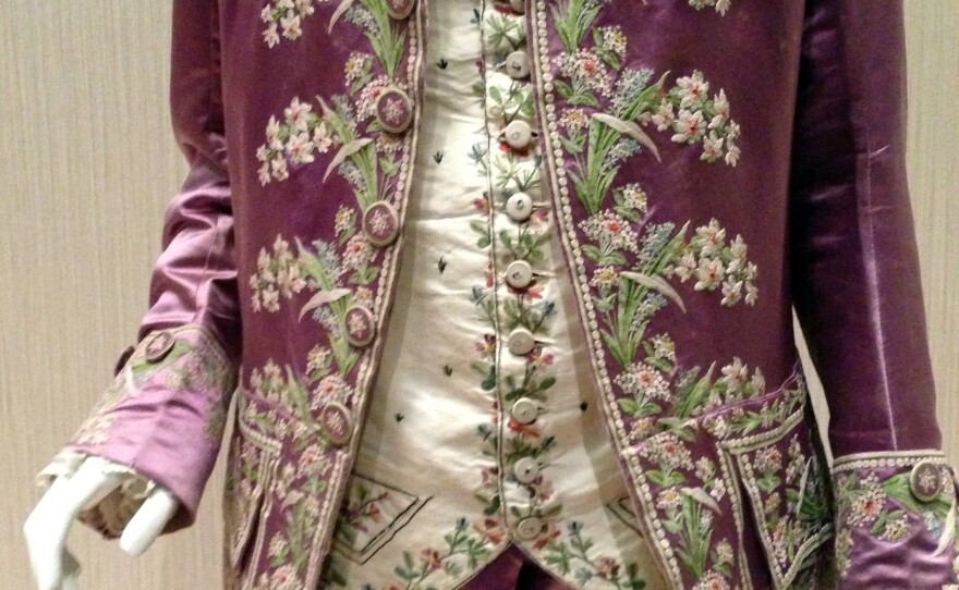 Men's suits weren't always so sober. This embroidered, pink silk coat was worn by a Frenchman in the court of Louis XVI in the 18th century.