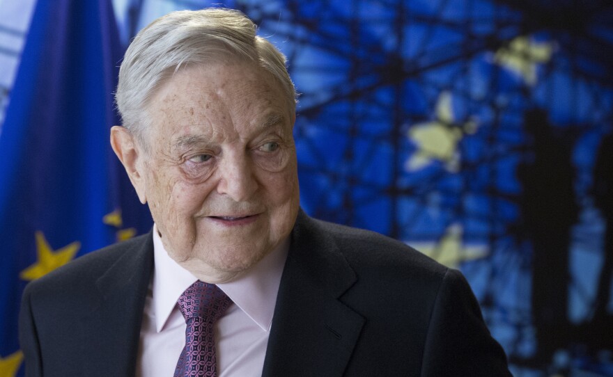 George Soros waits for the start of a meeting at EU headquarters in Brussels in 2017. A mailed explosive device was discovered at his home on Monday afternoon.