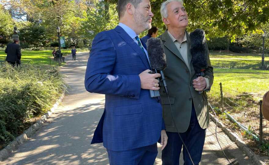 Nick Offerman and NPR's Scott Simon visit New York City's Central Park. "I feel a hell of a lot better after I walk in the woods," Offerman says.