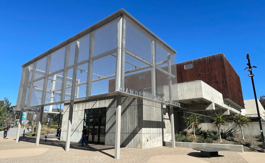 UC San Diego's Mandeville Art Gallery, shown in a Feb. 7, 2023 photo, will reopen on March 4 with a new exhibition of work by visual art faculty, "Are We Not Drawn Onward to New Era."