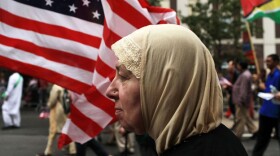 People march in the American Muslim Day Parade last September in New York.