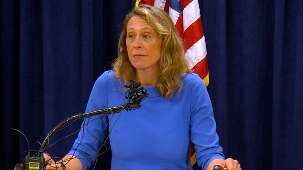 San Diego County Supervisor Terra Lawson-Remer speaks at a news conference at the County Administration Building on Feb. 24, 2025.