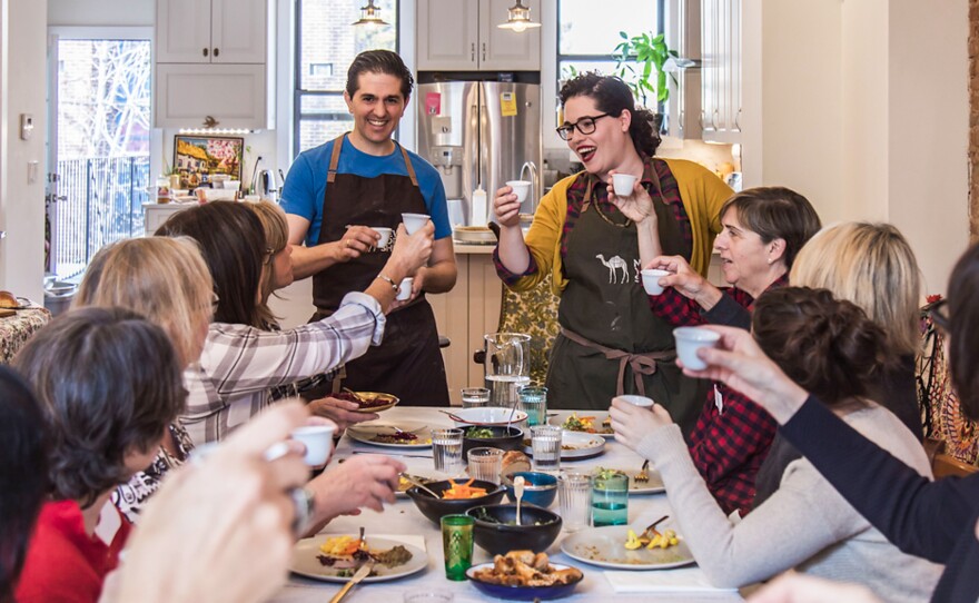 Ron and Leetal Arazi kick off a NY Shuk community dinner.