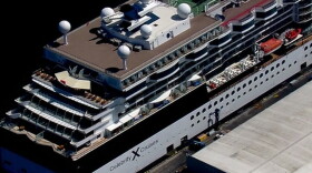 The Celebrity Infinity cruise ship docked in the San Diego Bay, April 13, 2015.