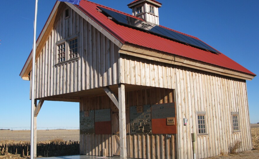 Pipeline opponents built the "Energy Barn," with its solar panels and windmill, in 2013. They constructed the barn as a symbol of renewable energy — right on the pipeline's proposed route.