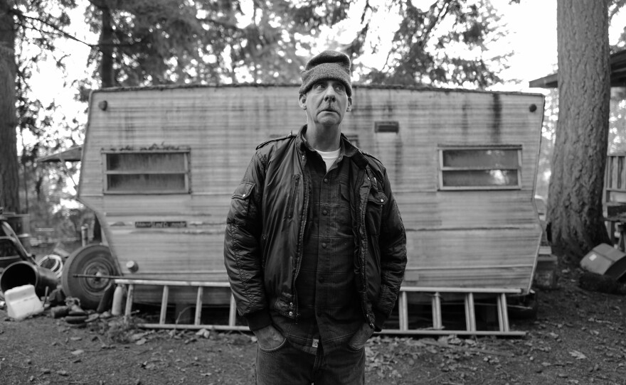 West is helping George Bulldis, photographed on Jan. 19, 2021, transition into a home. Mental health, housing and food resources are stretched thin because of COVID so getting assistance takes much longer than usual or is simply unavailable.