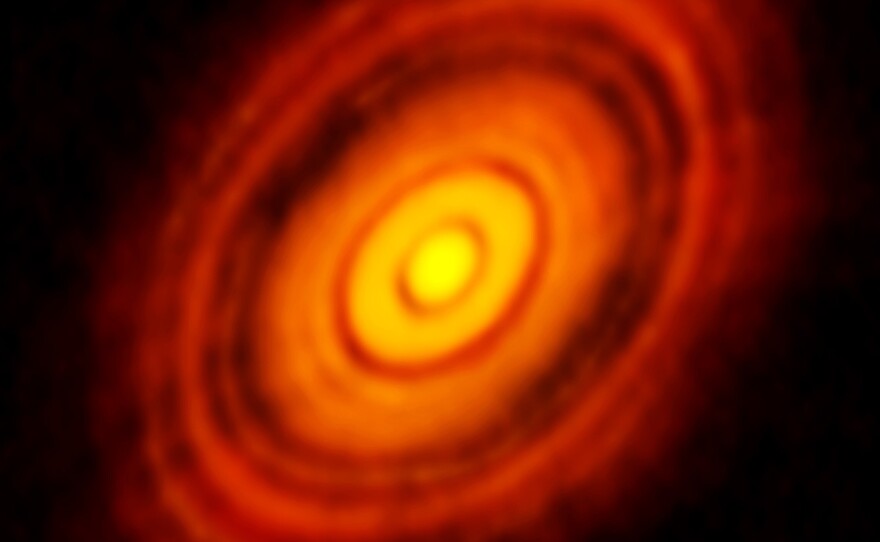 ALMA image of the protoplanetary disk around HL Tauri.