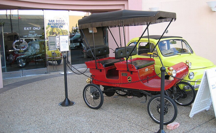 A historic car is showcased in front of the San Diego Automotive Museum in this undated photo.