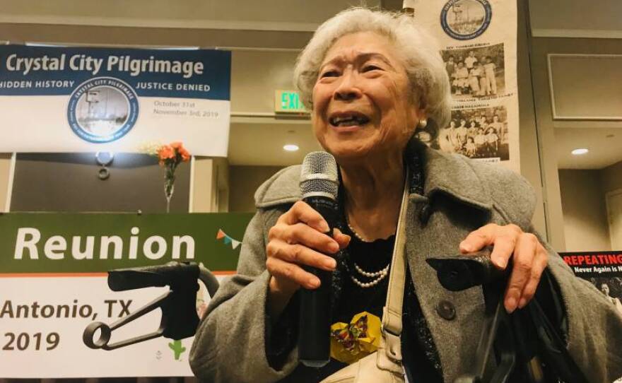 Japanese Latin American Libia Yamamoto reunited with others who were interned in Crystal City, Texas, during WWII in this 2019 photo.