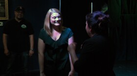 Amy Lisewski leads a game at Finest City Improv, Feb. 24, 2016.