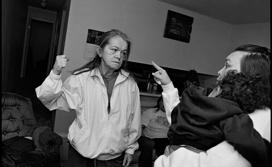 Erin fighting with her mother, Pat. Seattle, 1999.